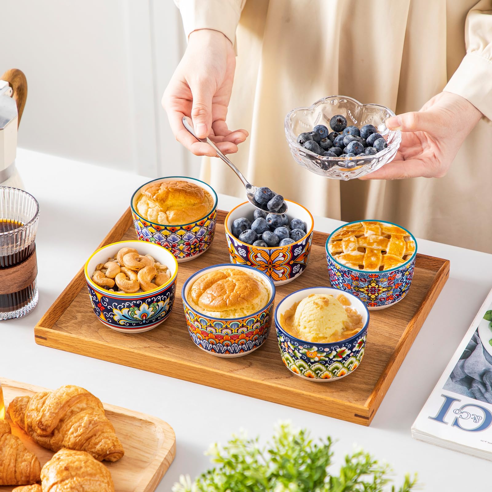 Vancasso bohemian pattern ramekin adds artful style to baking and serving.