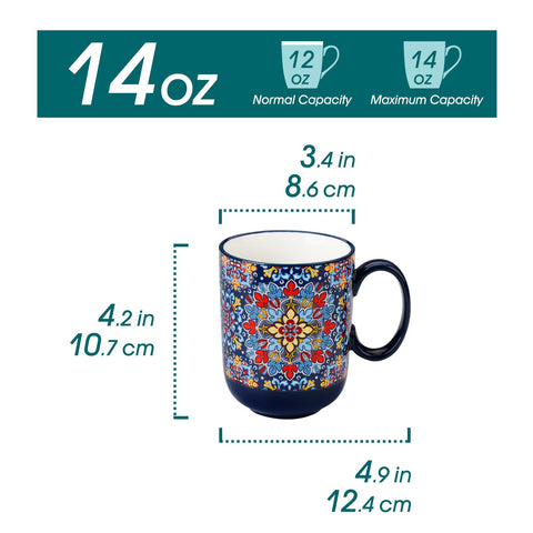 Vancasso boho mugs six-set side patterns show unique hand-painted designs