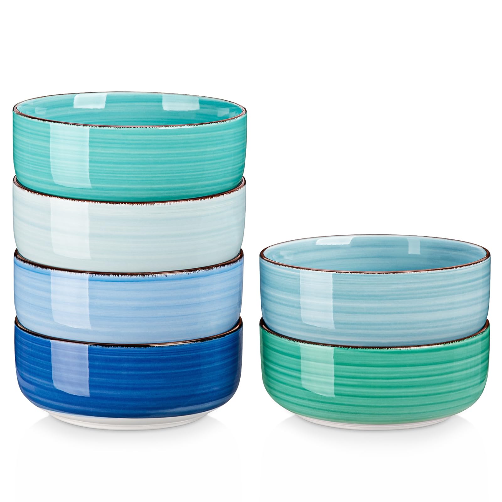 Vancasso Bonita 24oz bowls in blue-accent set for cereals and desserts.