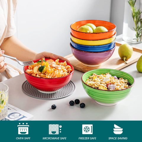 Vancasso Bonita bowls stacked to show 6 inch size and storage ease