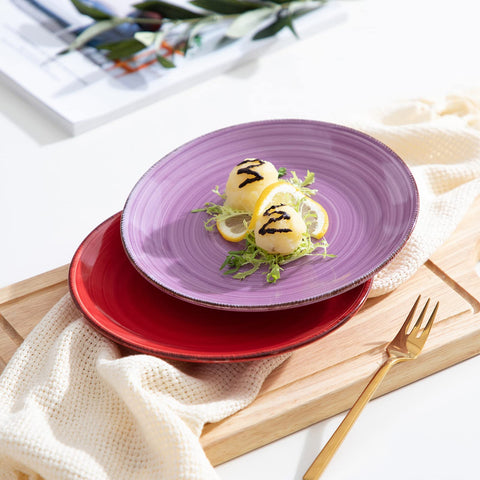 Vancasso Bonita Muticolor plate in use, microwave-safe for reheating.