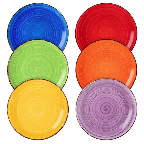 Vancasso Bonita Muticolor salad plates top view with vibrant glaze.