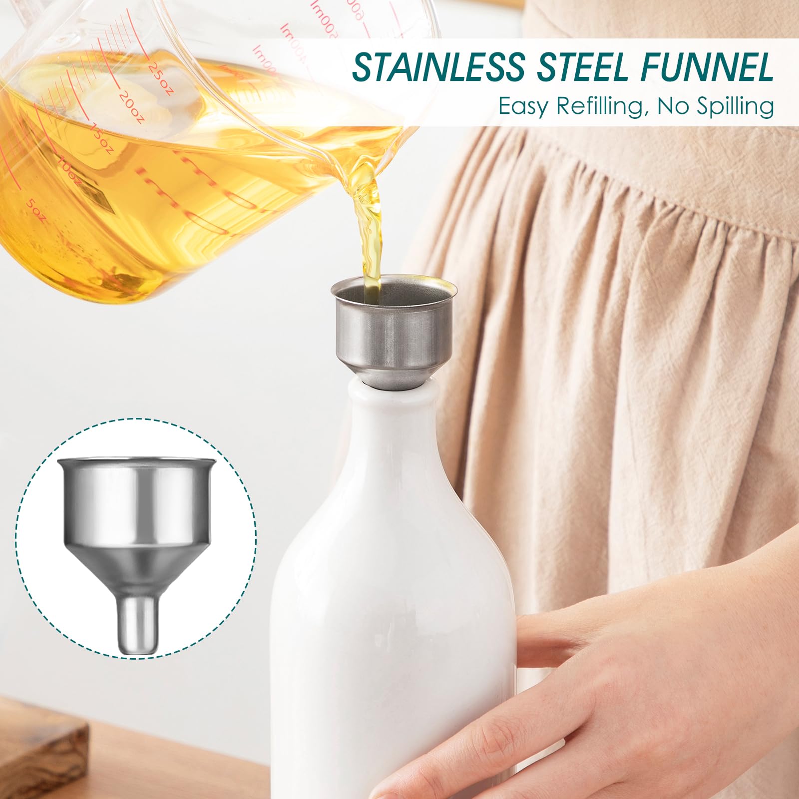 Vancasso ceramic dispenser for oil or vinegar with precise pour spout.
