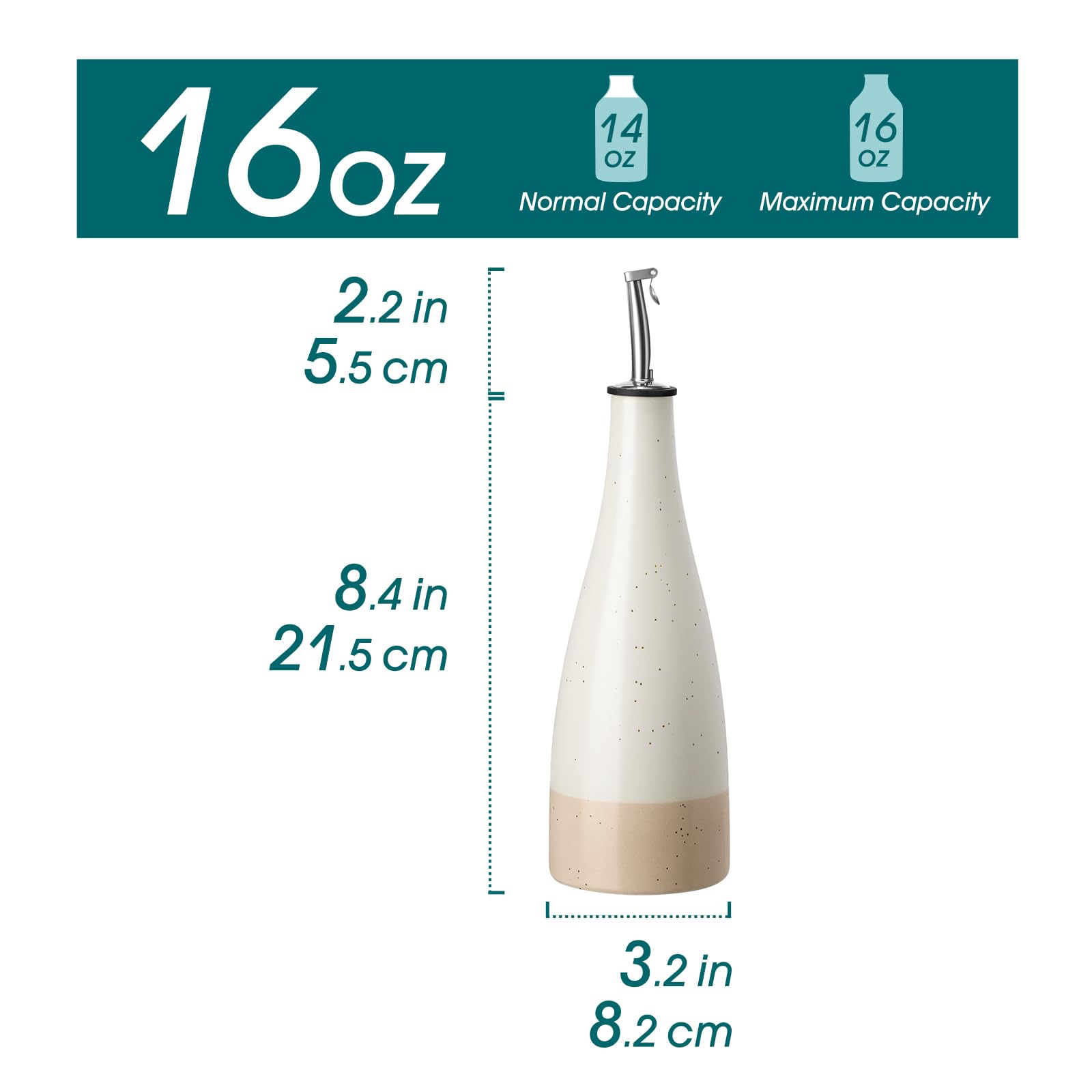 Vancasso ceramic oil dispenser with funnel for smooth, mess-free refilling.
