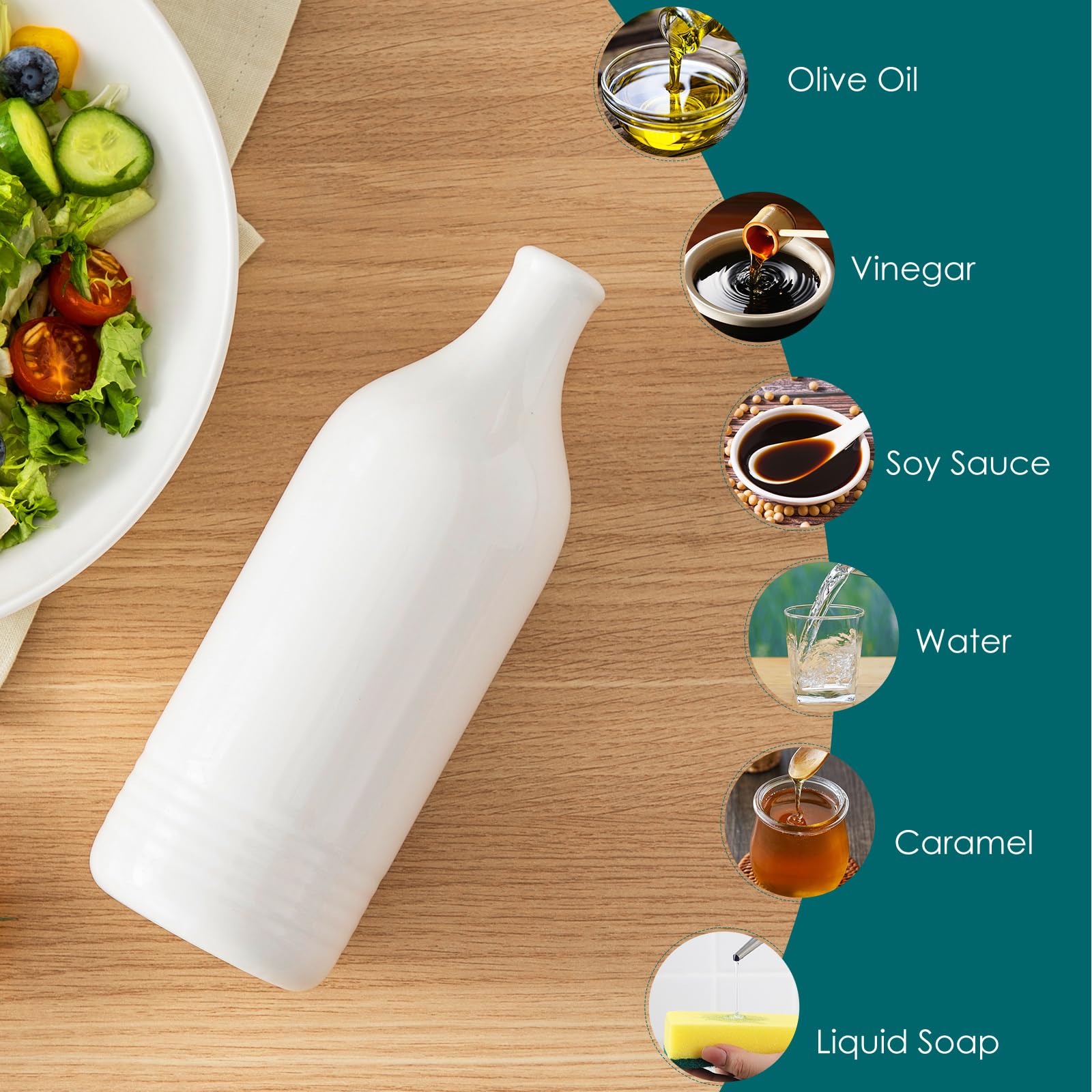 Vancasso ceramic oil dispenser includes funnel for easy filling.