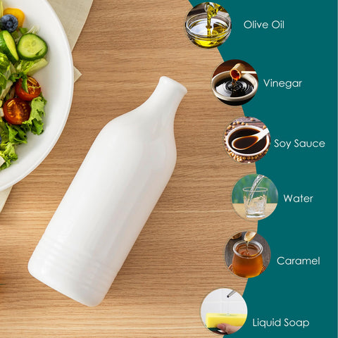 Vancasso ceramic oil dispenser includes funnel for easy filling.