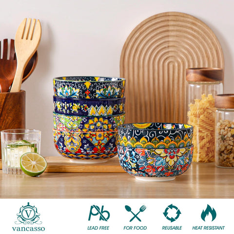 Vancasso colorful-glaze bowl closeup—durable glaze resists staining and fading.
