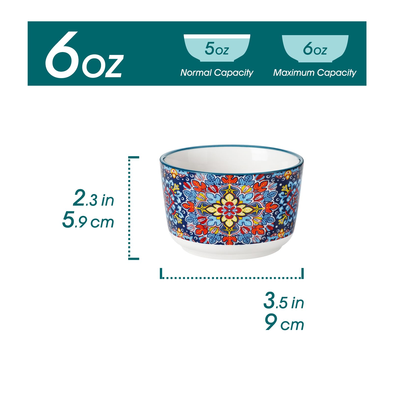 Vancasso colorful soufflé dish in ceramic, ideal for dessert and dipping sauces.