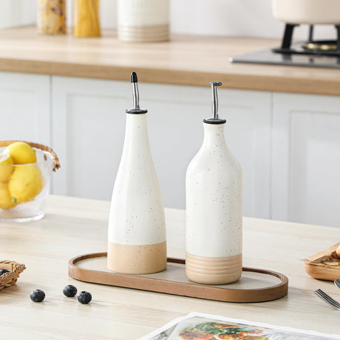 Vancasso cream-finish ceramic bottle adds soft color to kitchens.