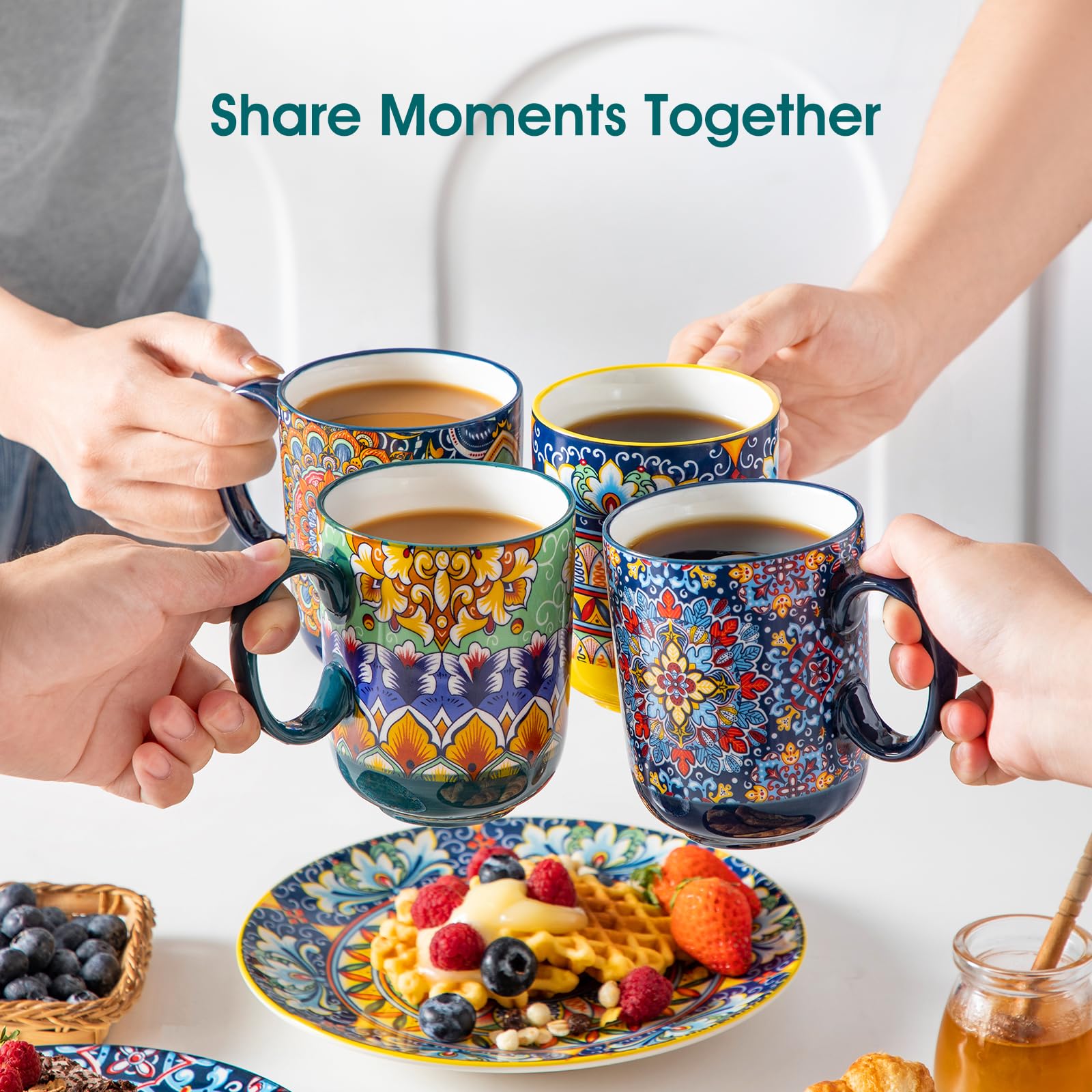 Vancasso hand-painted mug pattern 02 showcases colorful boho motif