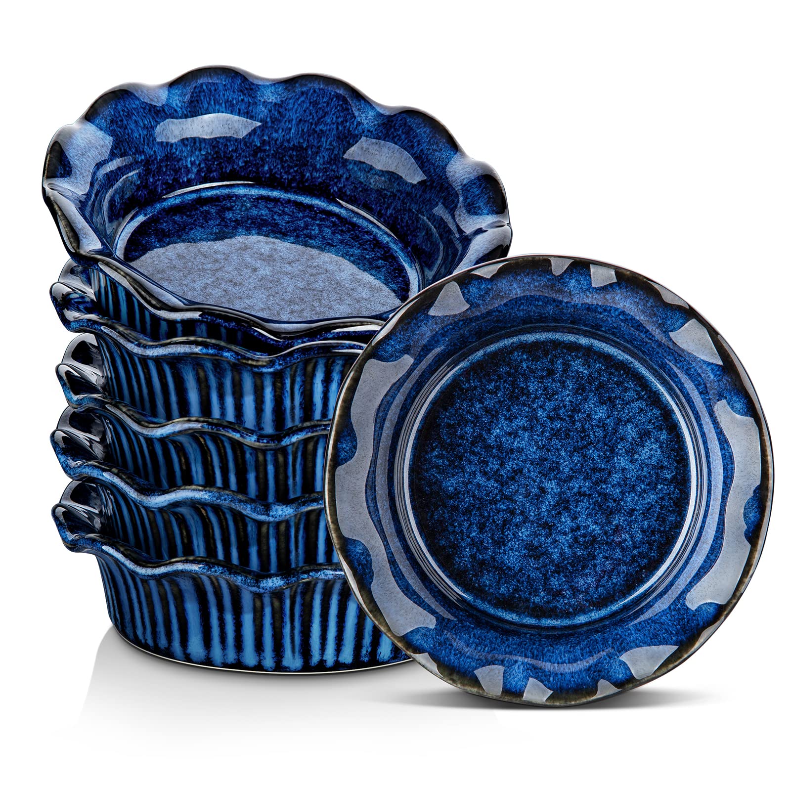Vancasso mini pie pans with blue ruffled edge for individual desserts