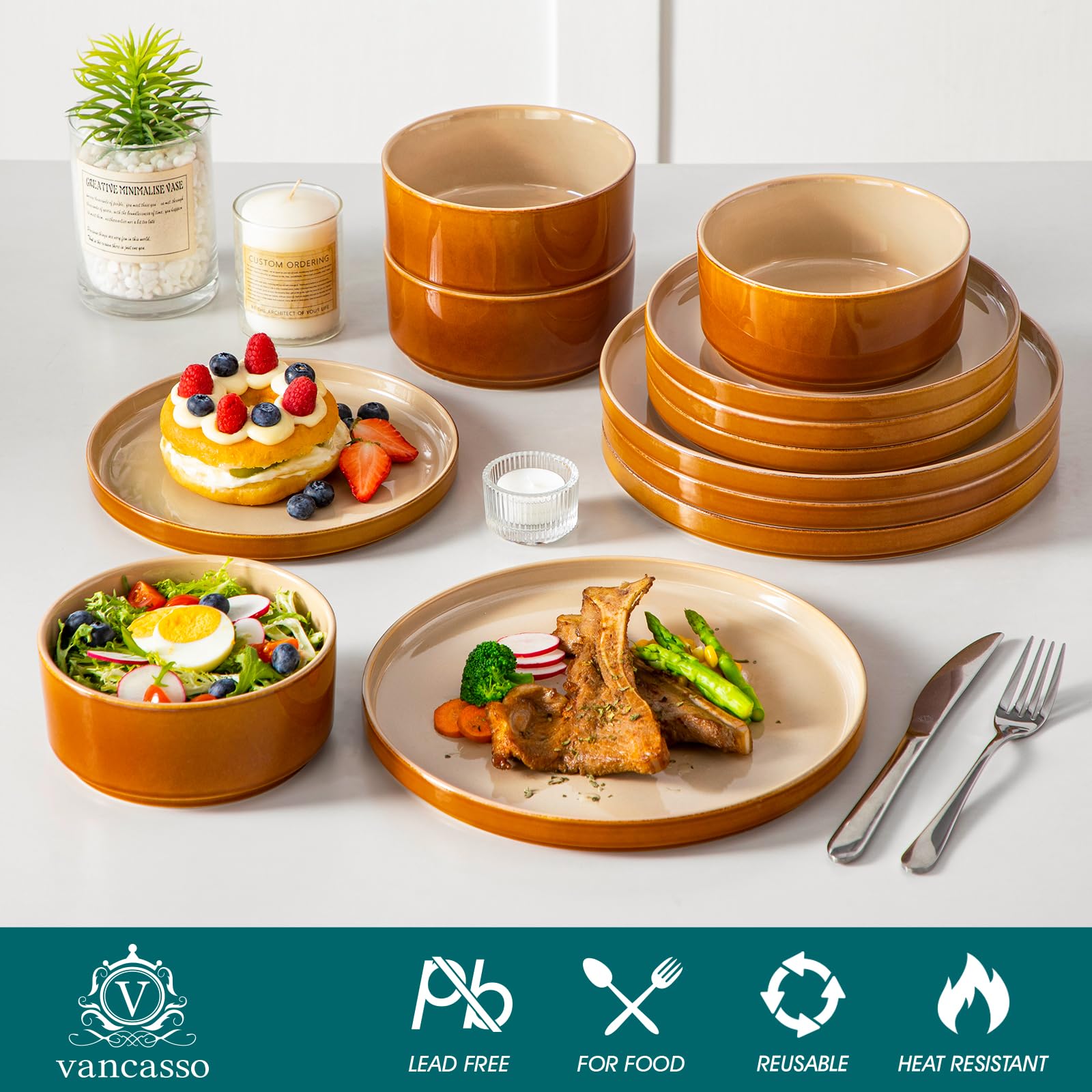 Vancasso Onion 24-ounce bowls ideal for soups and sides.