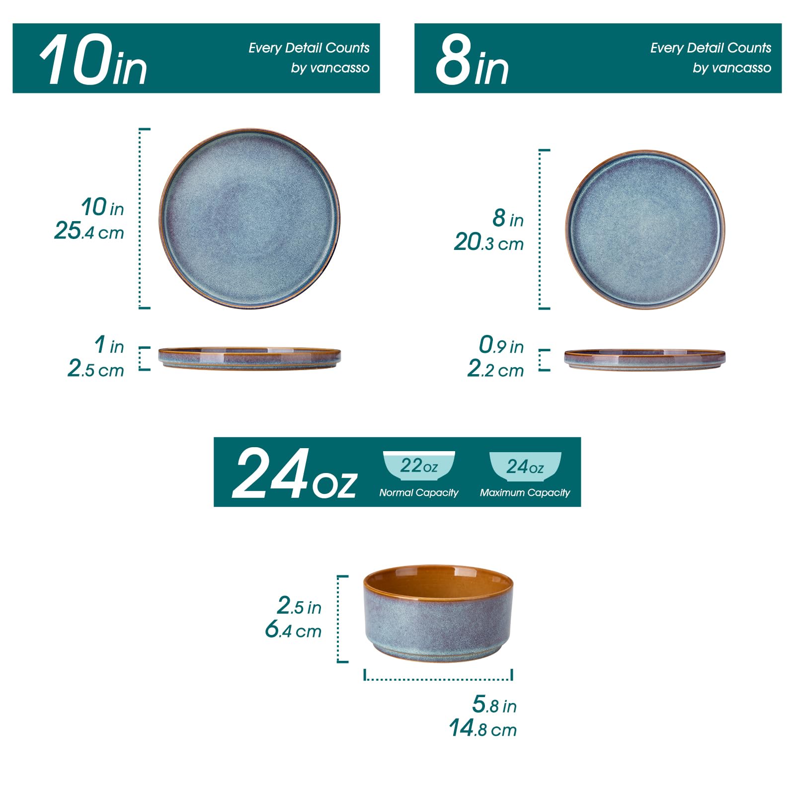 Vancasso Onion 8in salad plate with blue glaze for fresh meals