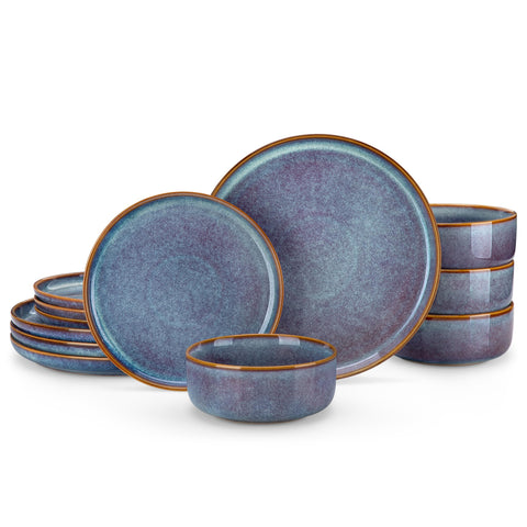 Vancasso Playa dinner plate with grey-blue reactive glaze for stylish everyday meals