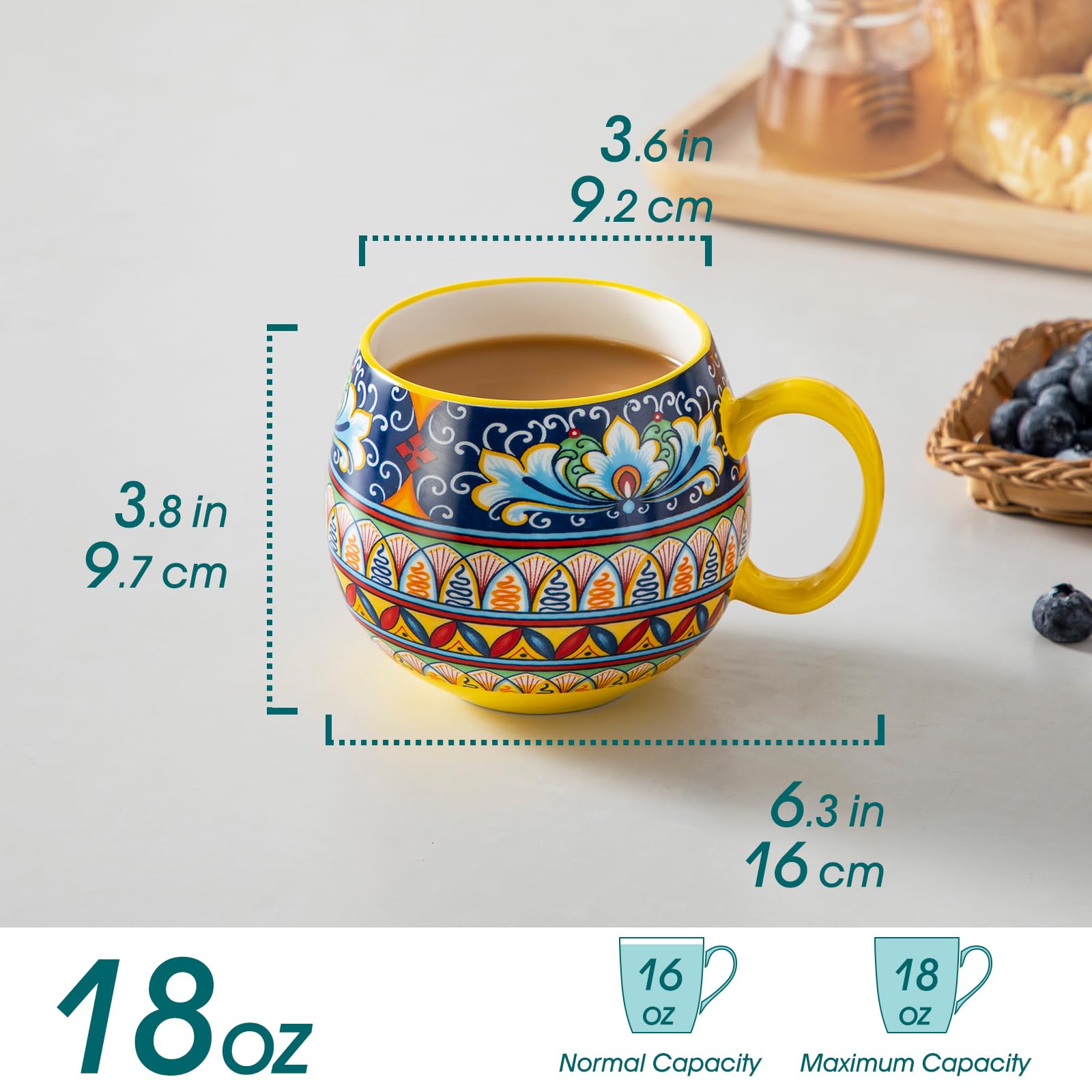 Vancasso porcelain mug with wide body and narrow rim for heat retention