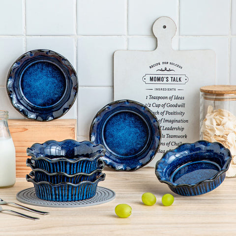 Vancasso blue ceramic pie plates ideal for personal pies and quiches