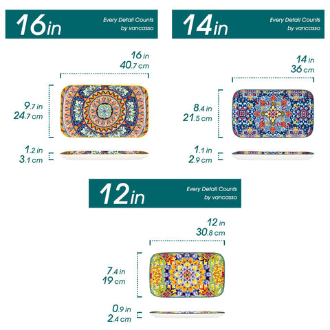 Vancasso 14-inch rectangular platter ideal for salads and entrees