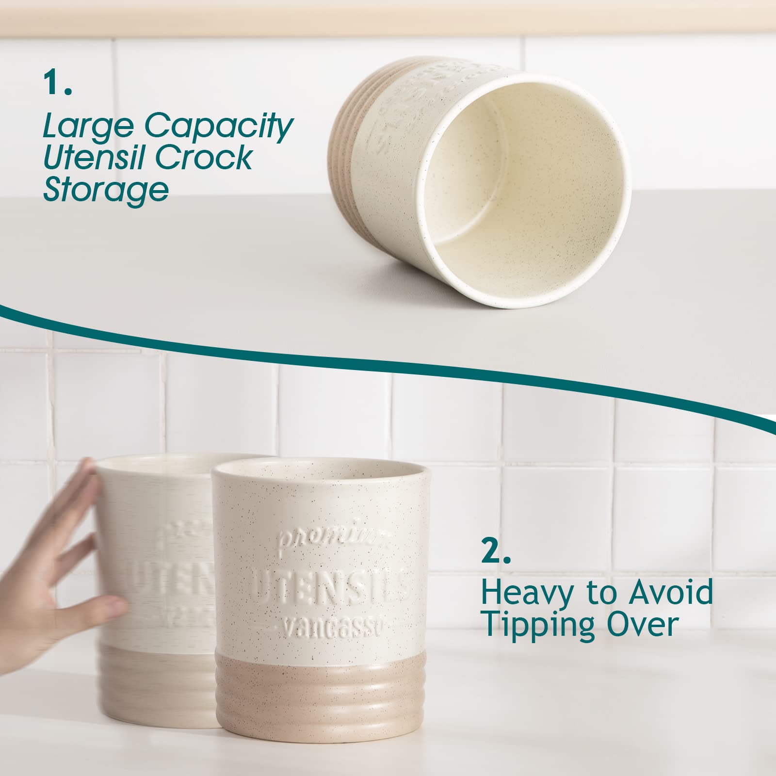 Vancasso Sabine stoneware material emphasizes durability and timeless kitchen appeal