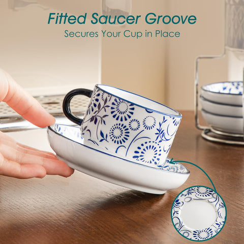 Vancasso SELENE anti-slip saucers secure cups during conversations.