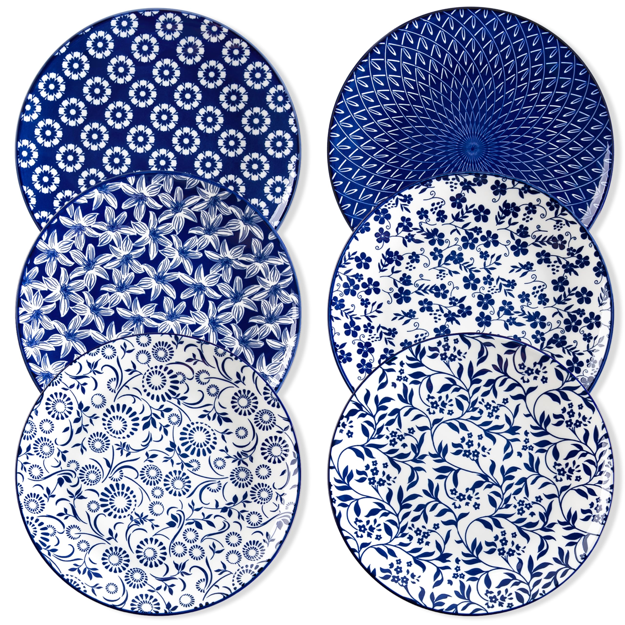 Vancasso Selene blue-and-white dinner plate front view for everyday dining