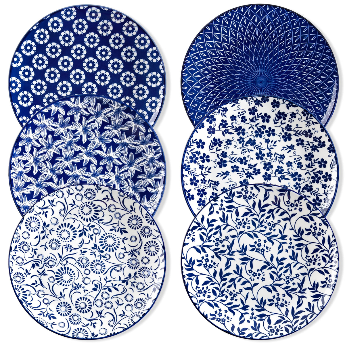 Vancasso Selene blue-and-white dinner plate front view for everyday dining