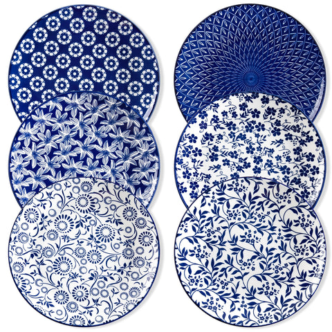 Vancasso Selene blue-and-white dinner plate front view for everyday dining