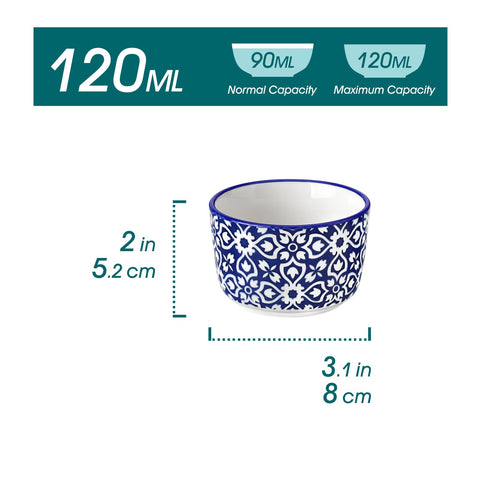 Blue and white hand-painted Selene pattern ramekins