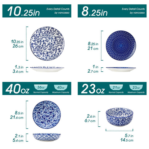 Vancasso Selene cereal bowl with blue floral pattern for daily meals