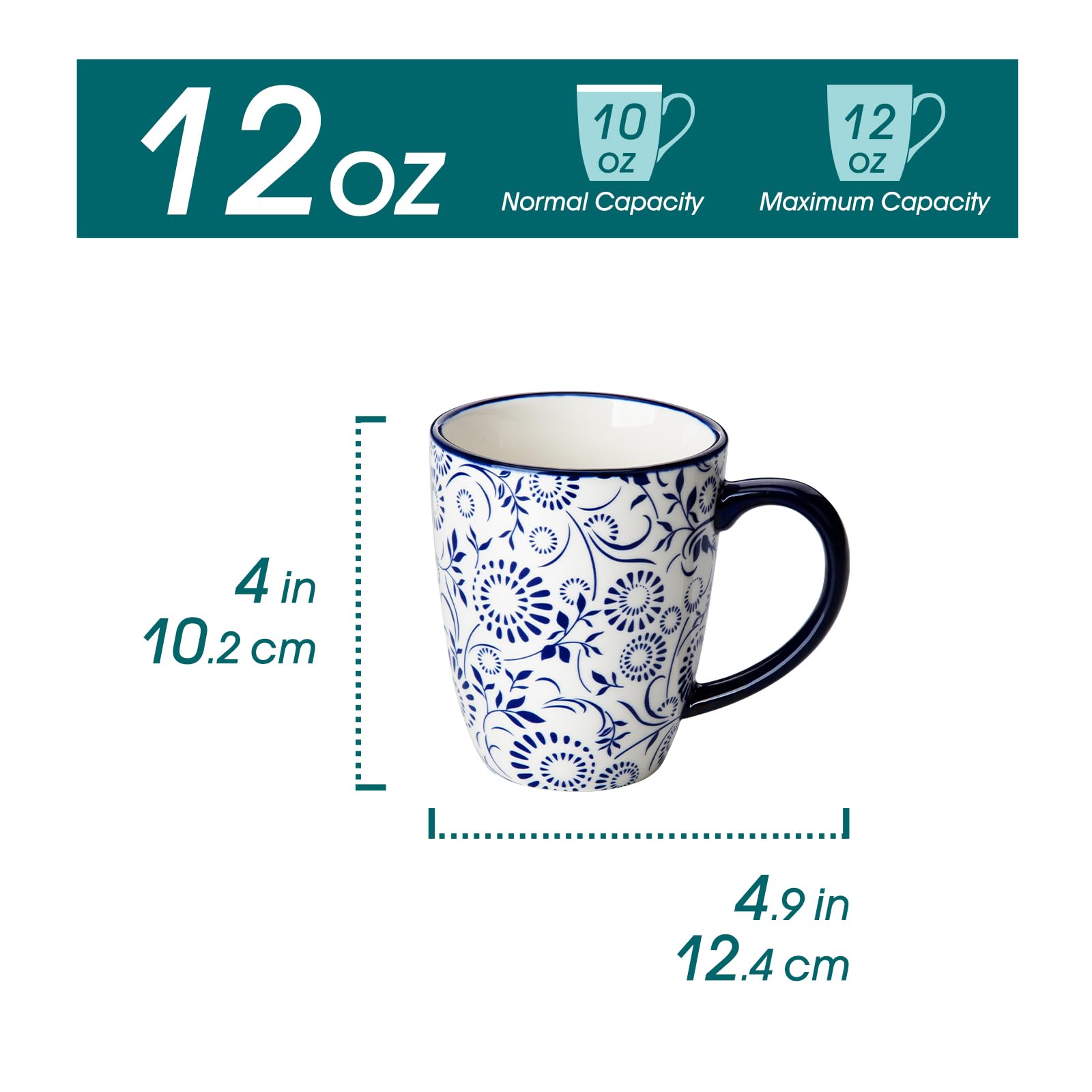 Vancasso Selene mug handle detail, ergonomic grip for comfortable sipping.