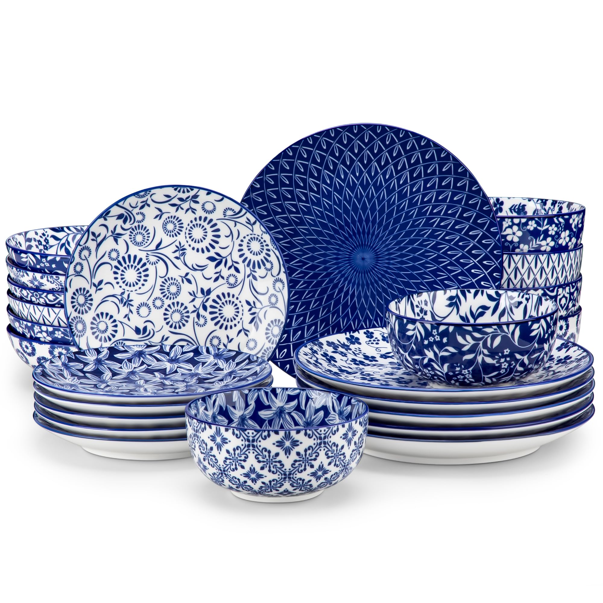 Vancasso Selene dinner plate with blue floral pattern for elegant dining