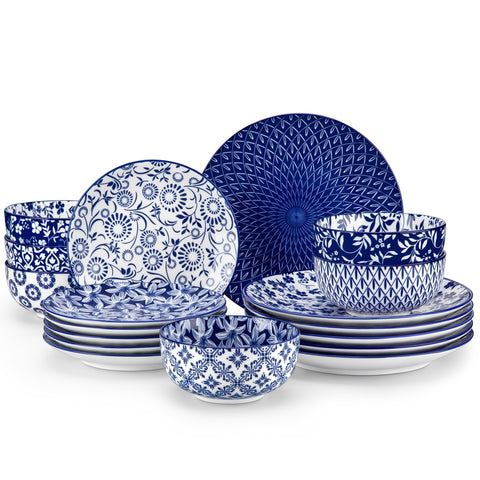 Vancasso Selene dinner plate with blue pattern for elegant everyday meals.