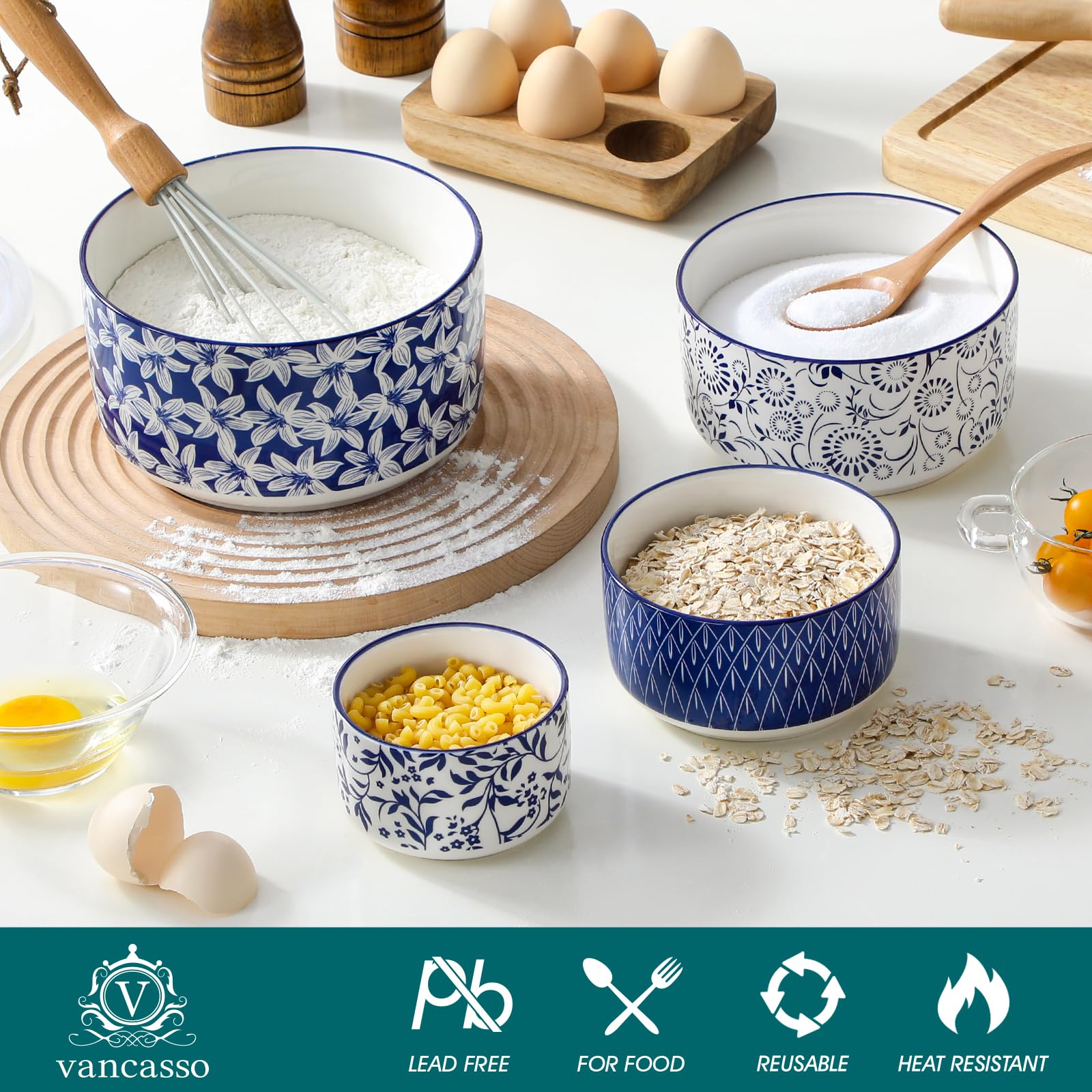 Vancasso Selene dishwasher-safe ceramic bowls easy to clean.