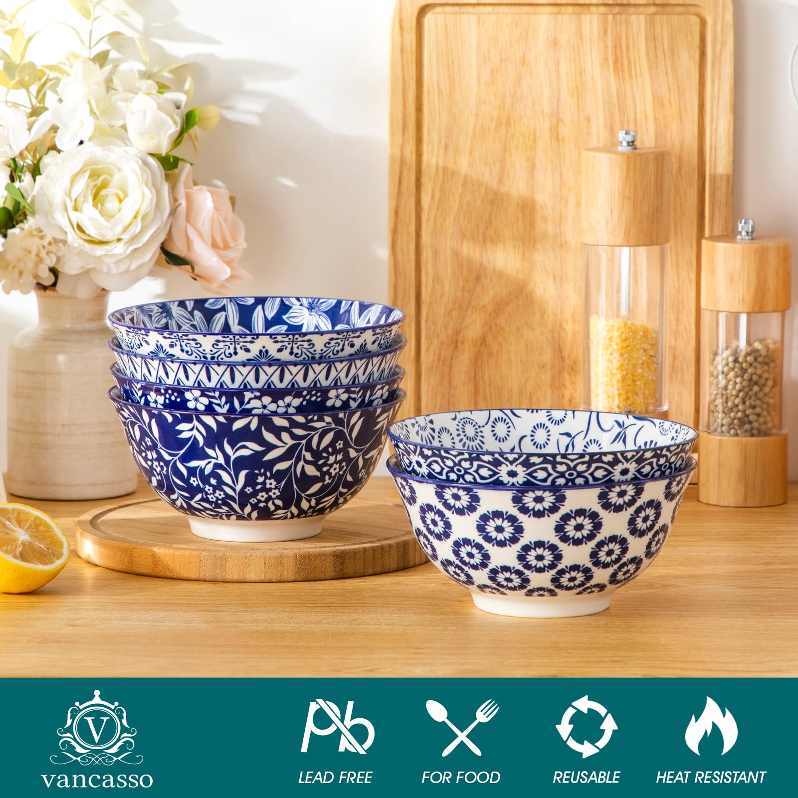 Vancasso Selene dishwasher-safe ceramic bowls for easy cleanup.