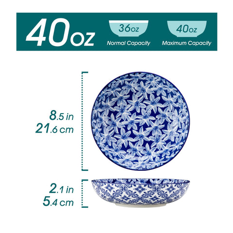 Vancasso Selene inside view shows elegant blue-white floral design.