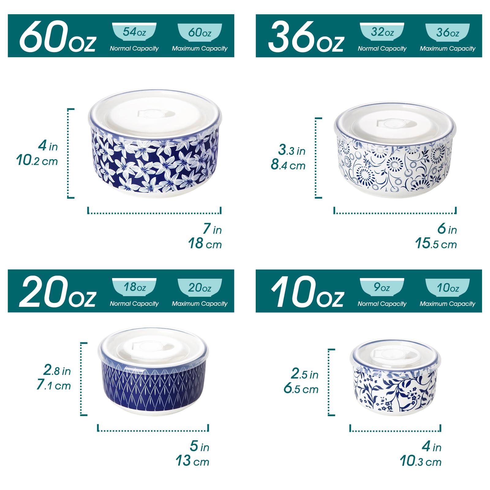 Vancasso Selene nesting bowls with lids, 36oz, perfect for sides and leftovers.