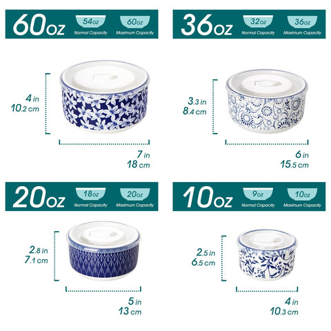 Vancasso Selene nesting bowls with lids, 36oz, perfect for sides and leftovers.