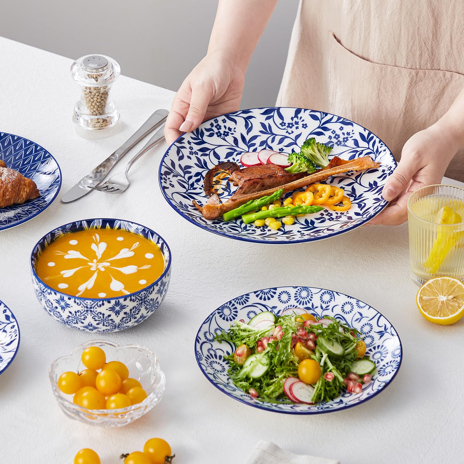 Vancasso Selene plates set for 4 for coordinated meals