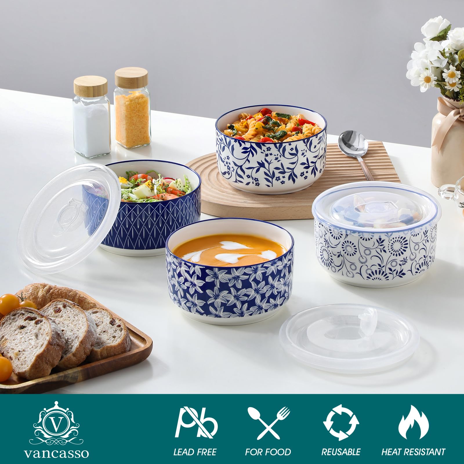 Vancasso SELENE porcelain meal prep bowls for versatile kitchen storage.