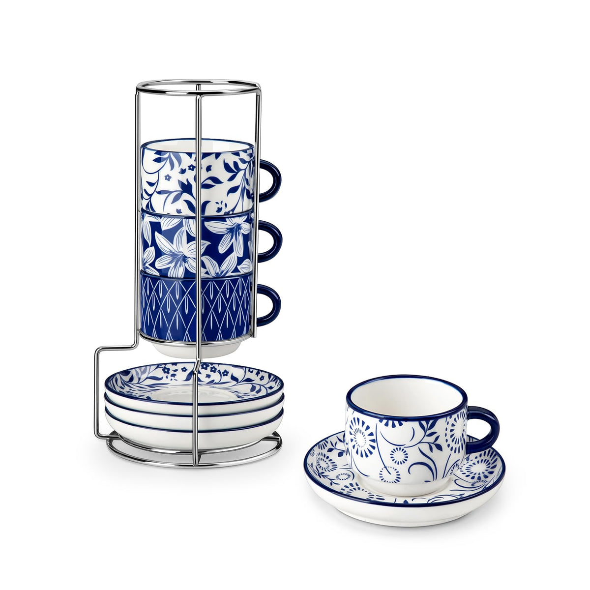 Vancasso Selene espresso cups with vintage blue glaze for refined espresso moments.