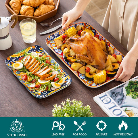 Vancasso 14-inch medium rectangular serving platter perfect for salads