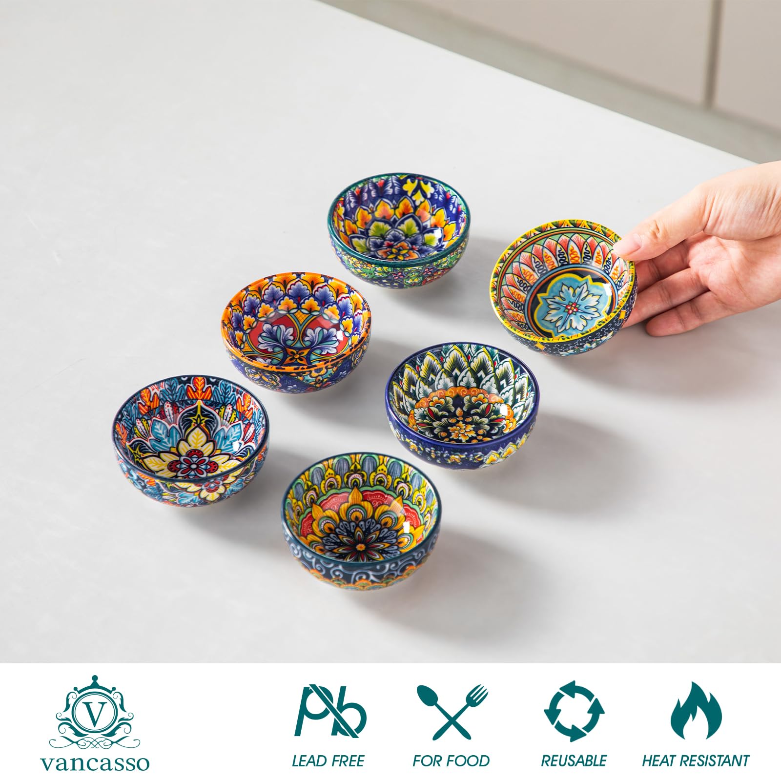Vancasso SIMI 2.7oz dipping bowl for sauces keeps portions neat.