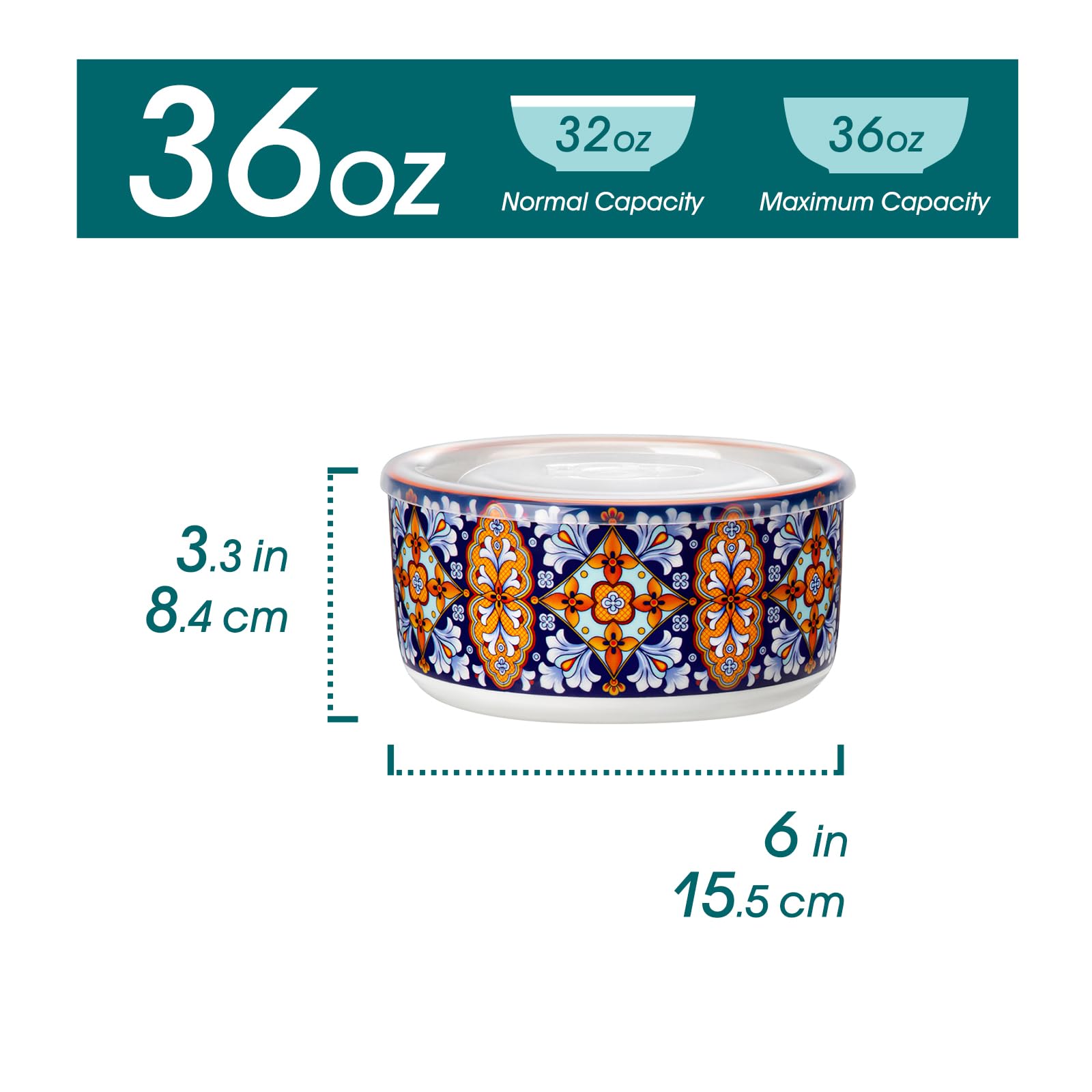 Close-up of Bohemian glaze on Vancasso SIMI bowls for stylish meal prep.