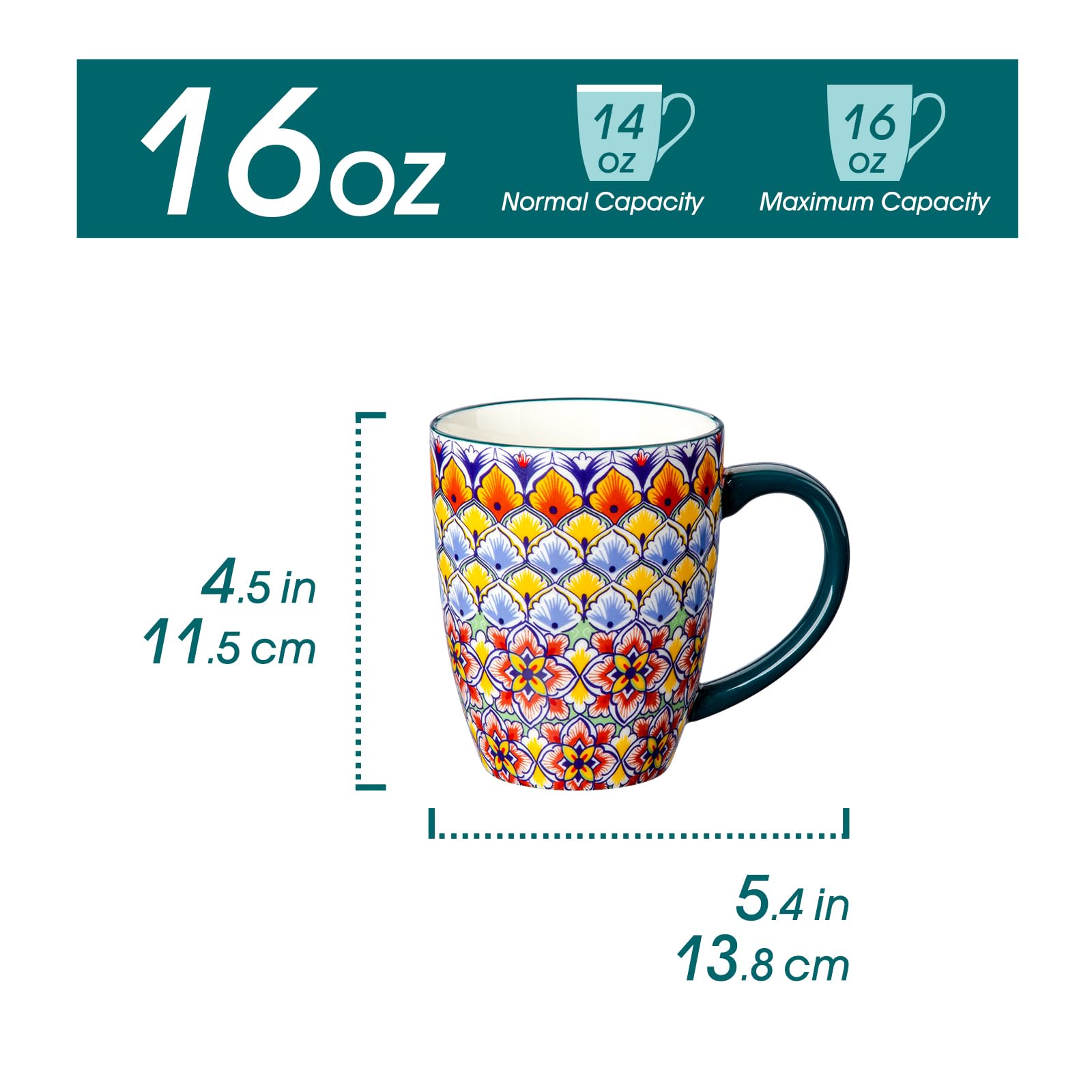 Vancasso SIMI boho mug pattern close-up showing vibrant glaze