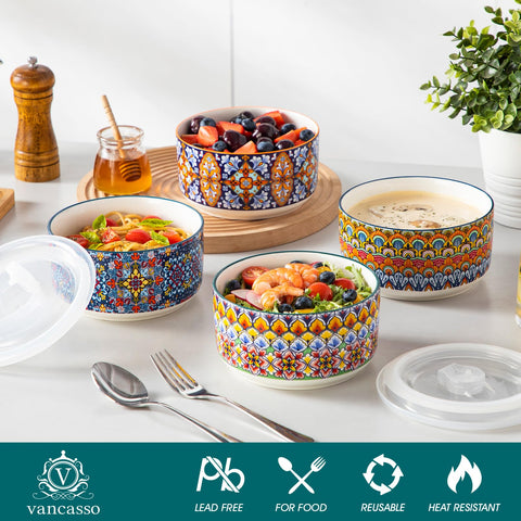 Vancasso SIMI bowls with leak-proof lids for safe soup storage.