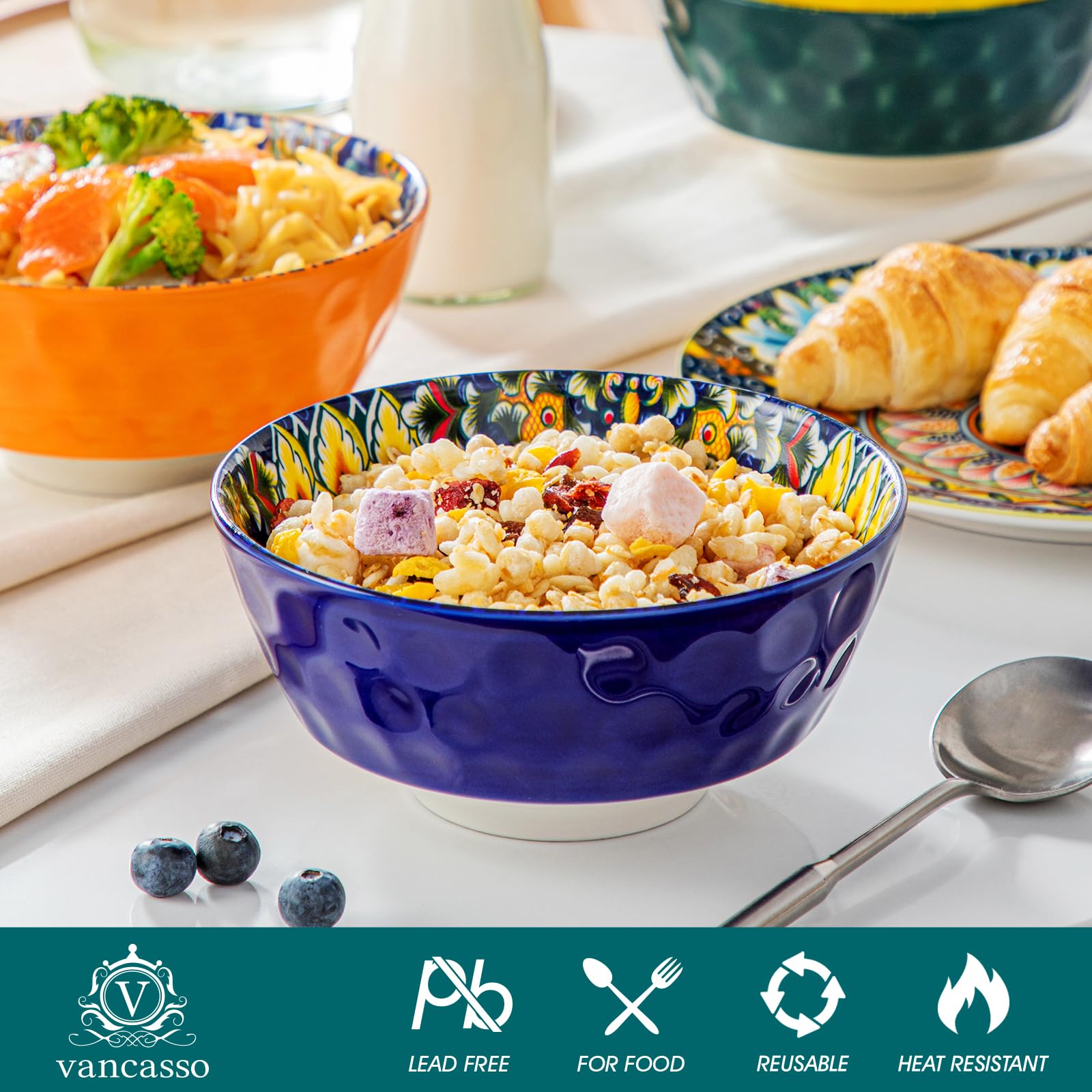 Vancasso SIMI bowls labeled dishwasher-safe for easy cleaning
