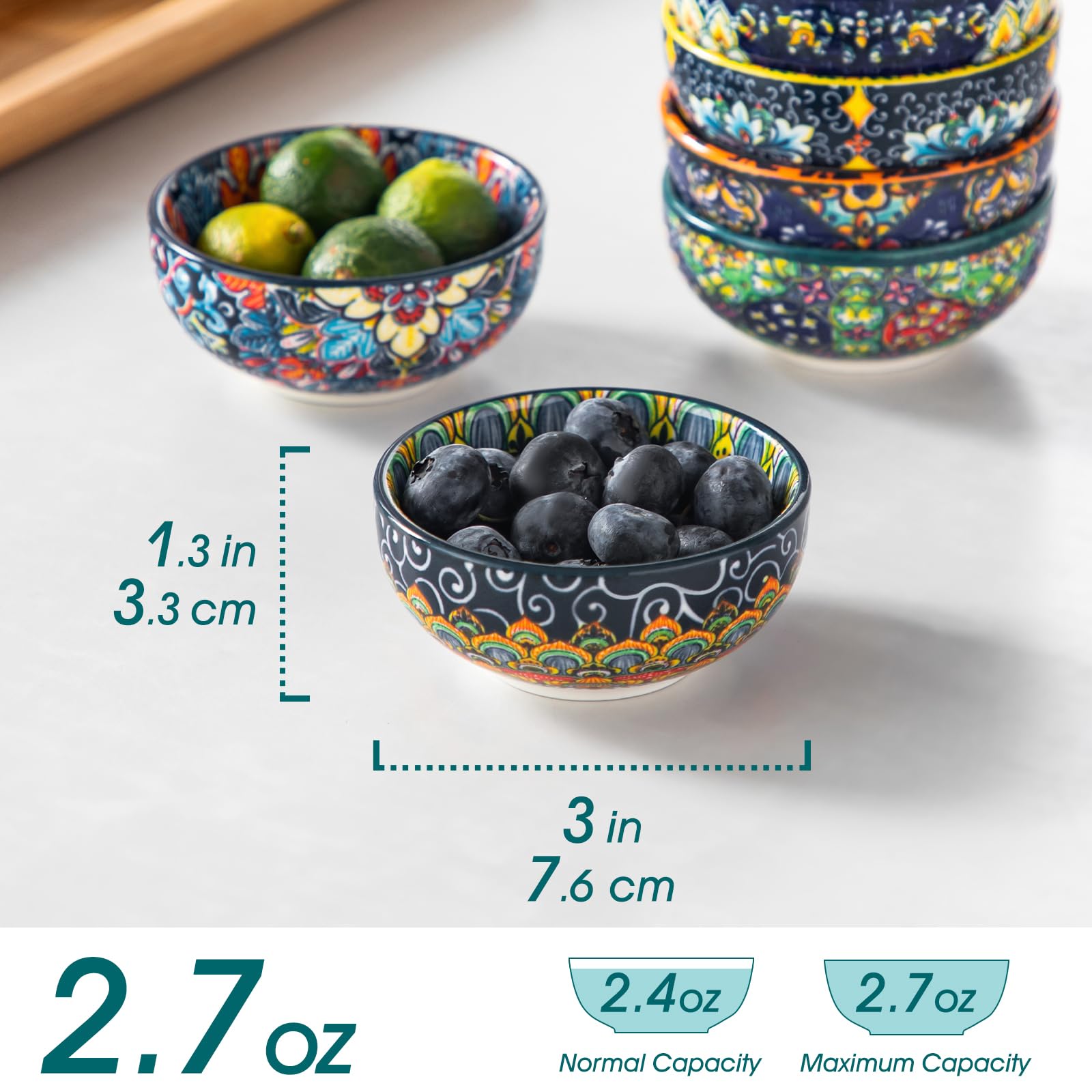 Vancasso SIMI six bowls on table show vibrant boho styling for entertaining.