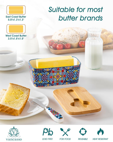 Vancasso SIMI 6.5-inch butter dish fits standard sticks for daily use.