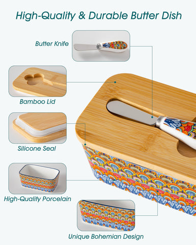Vancasso SIMI butter dish sized for standard butter sticks on counter.