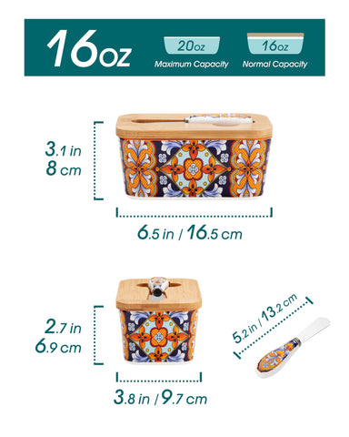 Vancasso SIMI bamboo lid with knife groove enables easy cutting and keeps butter sealed.