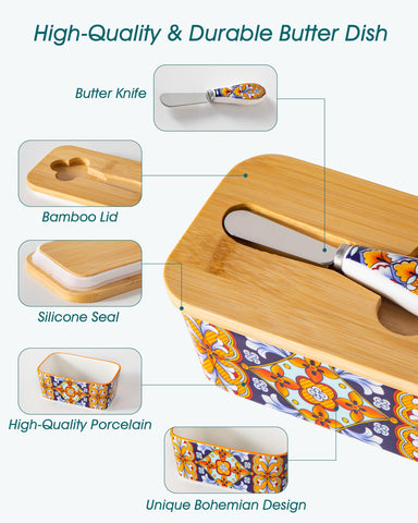 Vancasso SIMI 6.5-inch butter dish dimensions fit standard sticks neatly.